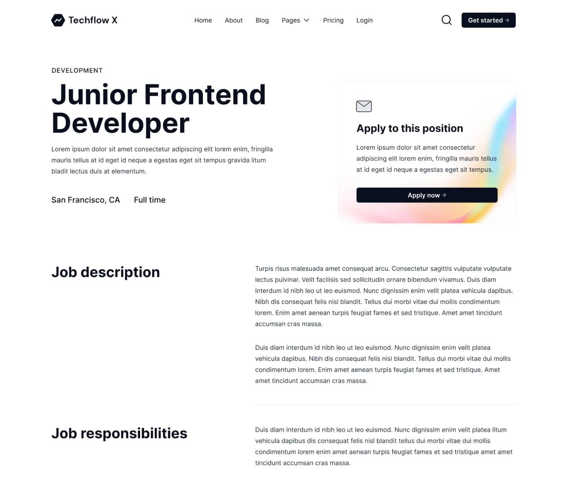 Techflow X - Career Single Page - Multi-Layout Saas Webflow Template