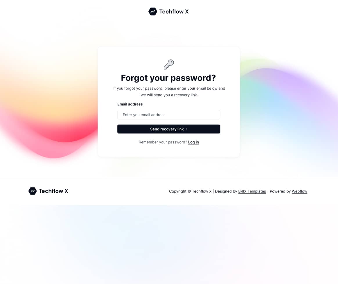 Techflow X - Forgot Password Page - Multi-Layout Saas Webflow Template