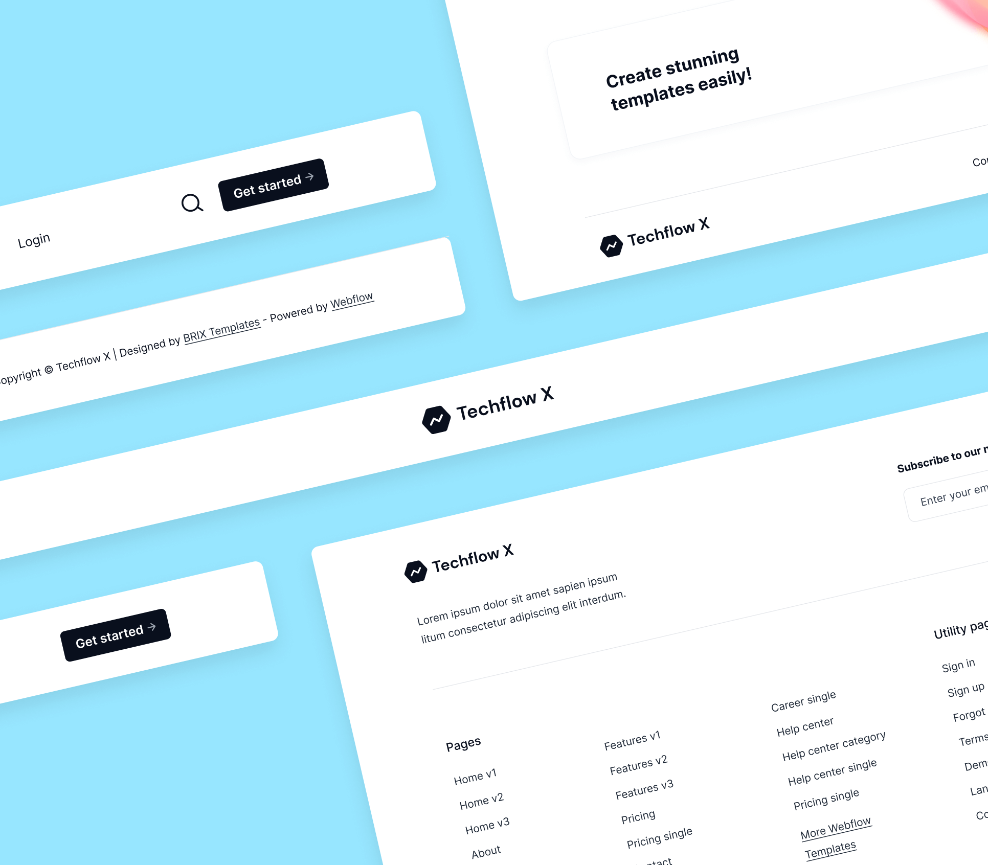 Techflow X - 3 Headers And Footers Included - Multi Layout SaaS Webflow Template