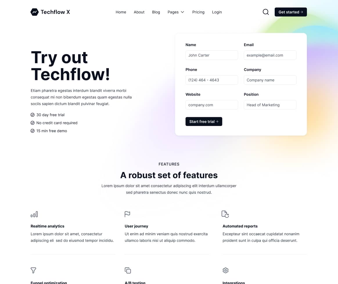 Techflow X - Landing Page Page - Multi-Layout Saas Webflow Template