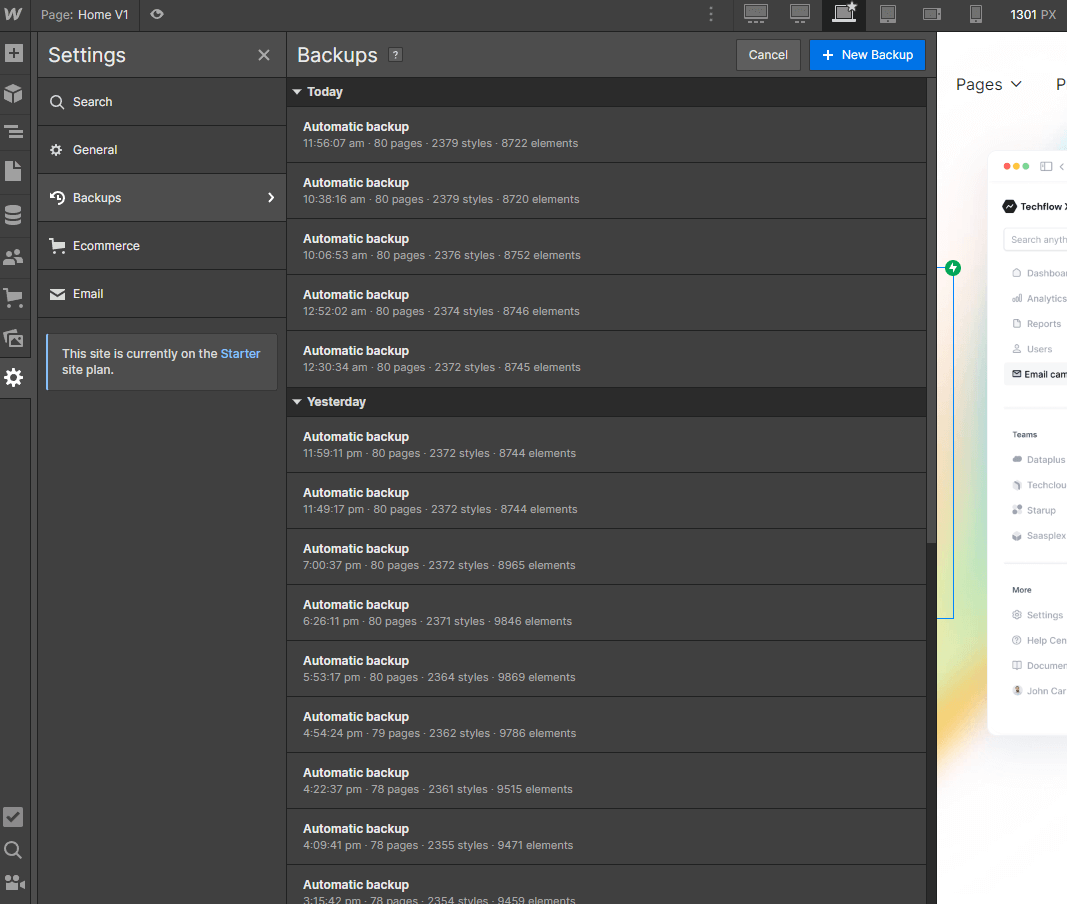 Backups - Techflow X Webflow Template