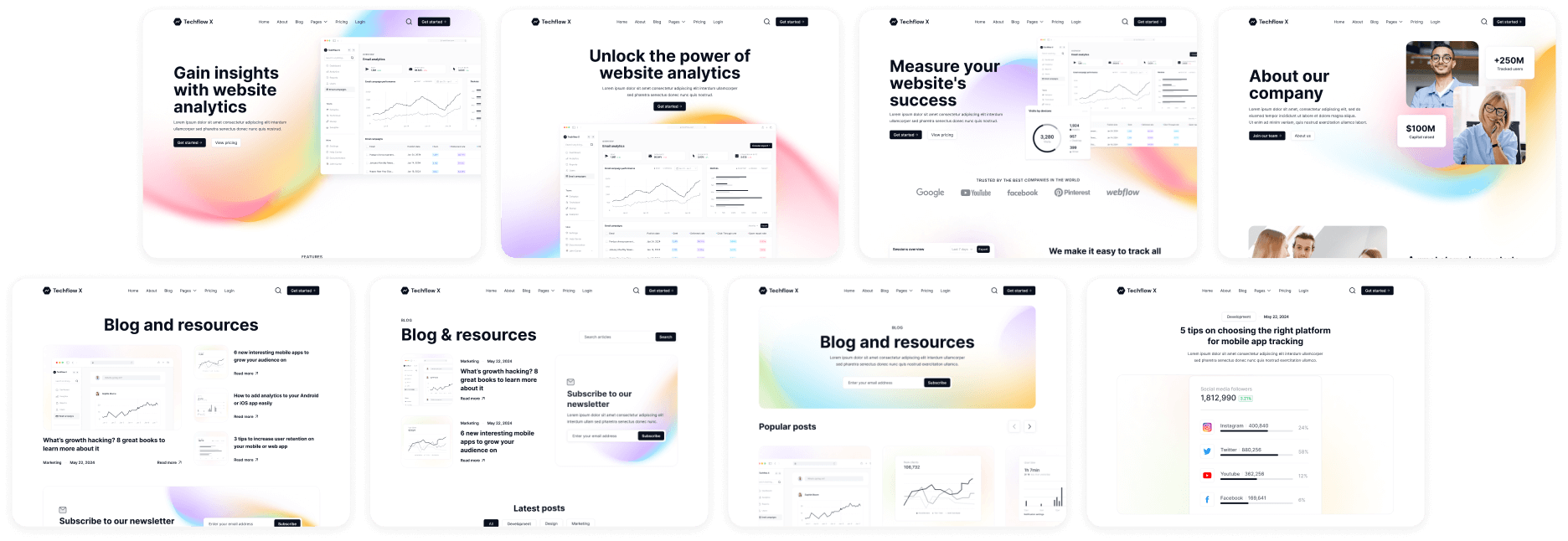 Techflow X - Webflow Templates - Multi-Layout Saas Webflow Template